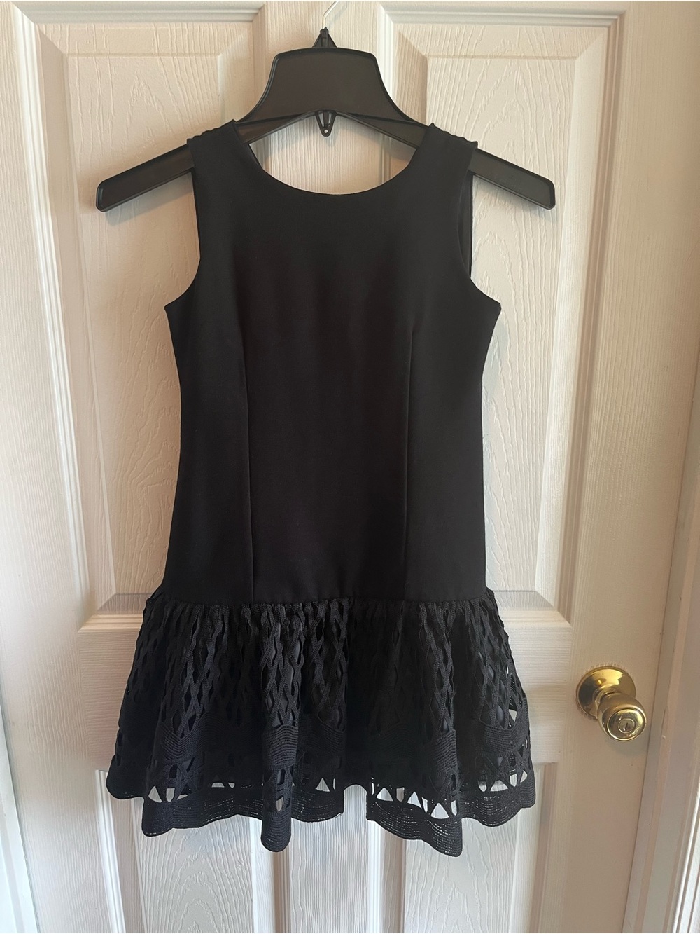 EUC Nanette Lenore Black Sleeveless Dress with Cutout Detail Skirt size M (10/12